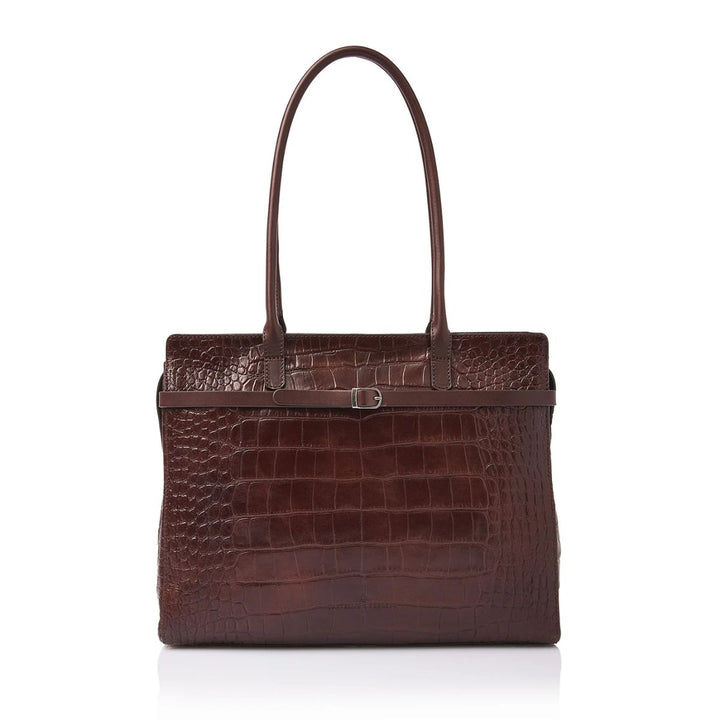 Voorkant van de Castelijn en Beerens Tess dames werktas in croco cognac #kleur_croco-cognac