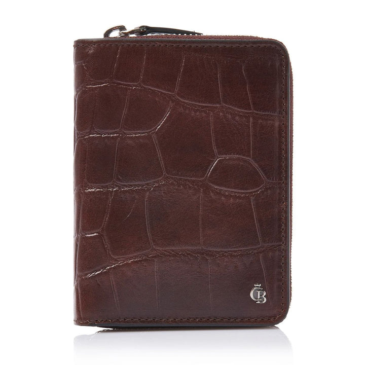 Voorkant van de Castelijn en Beerens dames portemonnee 8 pasjes in croco cognac #kleur_croco-cognac