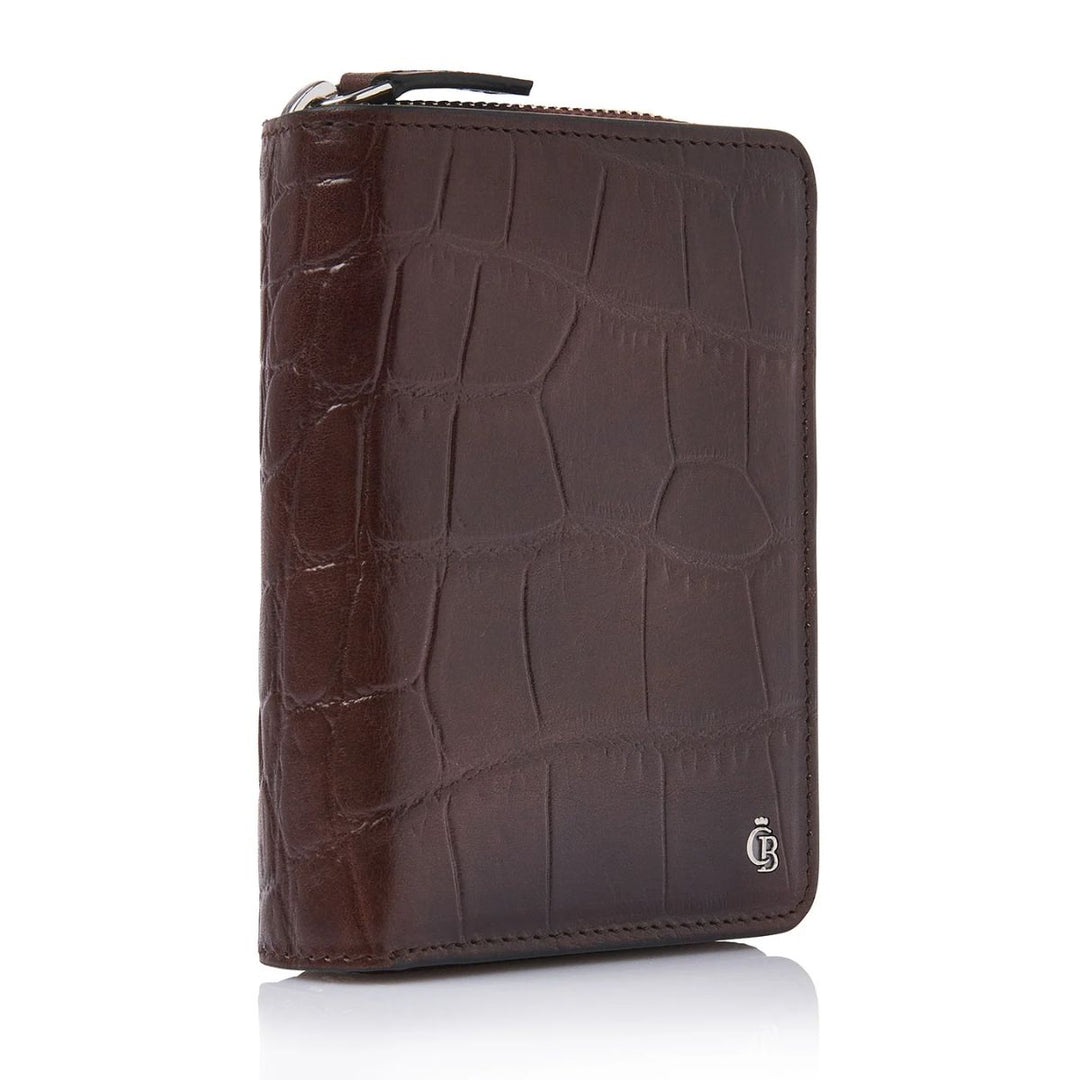 Voorzijde van de Castelijn en Beerens dames portemonnee 8 pasjes in croco cognac #kleur_croco-cognac