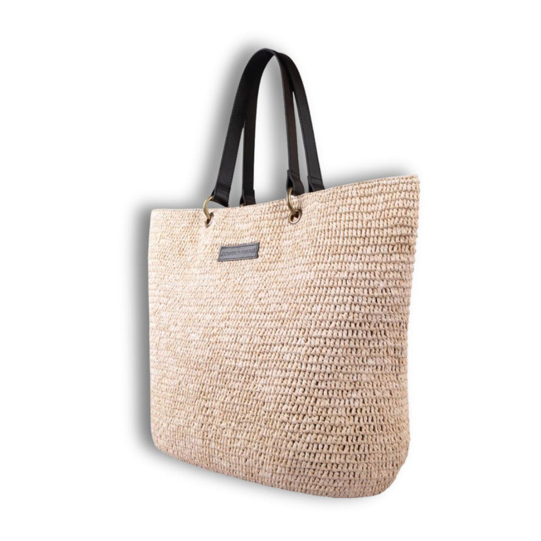 Voorzijde van de Cowboysbag Beachbag-Carberry Beige #kleur_beige