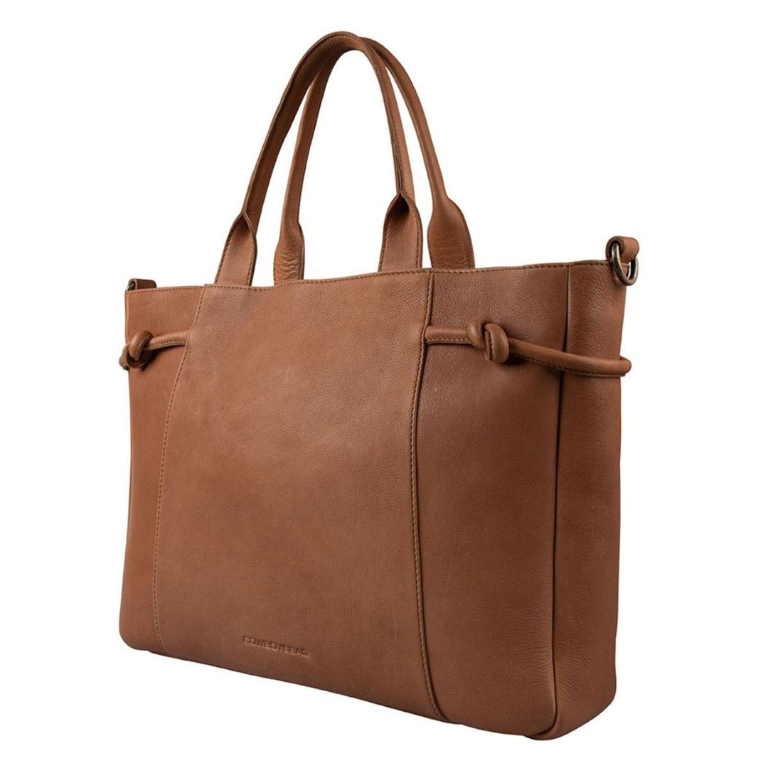 Voorzijde van de Cowboysbag Copperfield laptoptas cognac #kleur_cognac