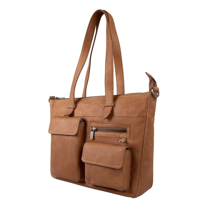 Voorzijde van de Cowboysbag Grenada leren shopper cognac #kleur_cognac