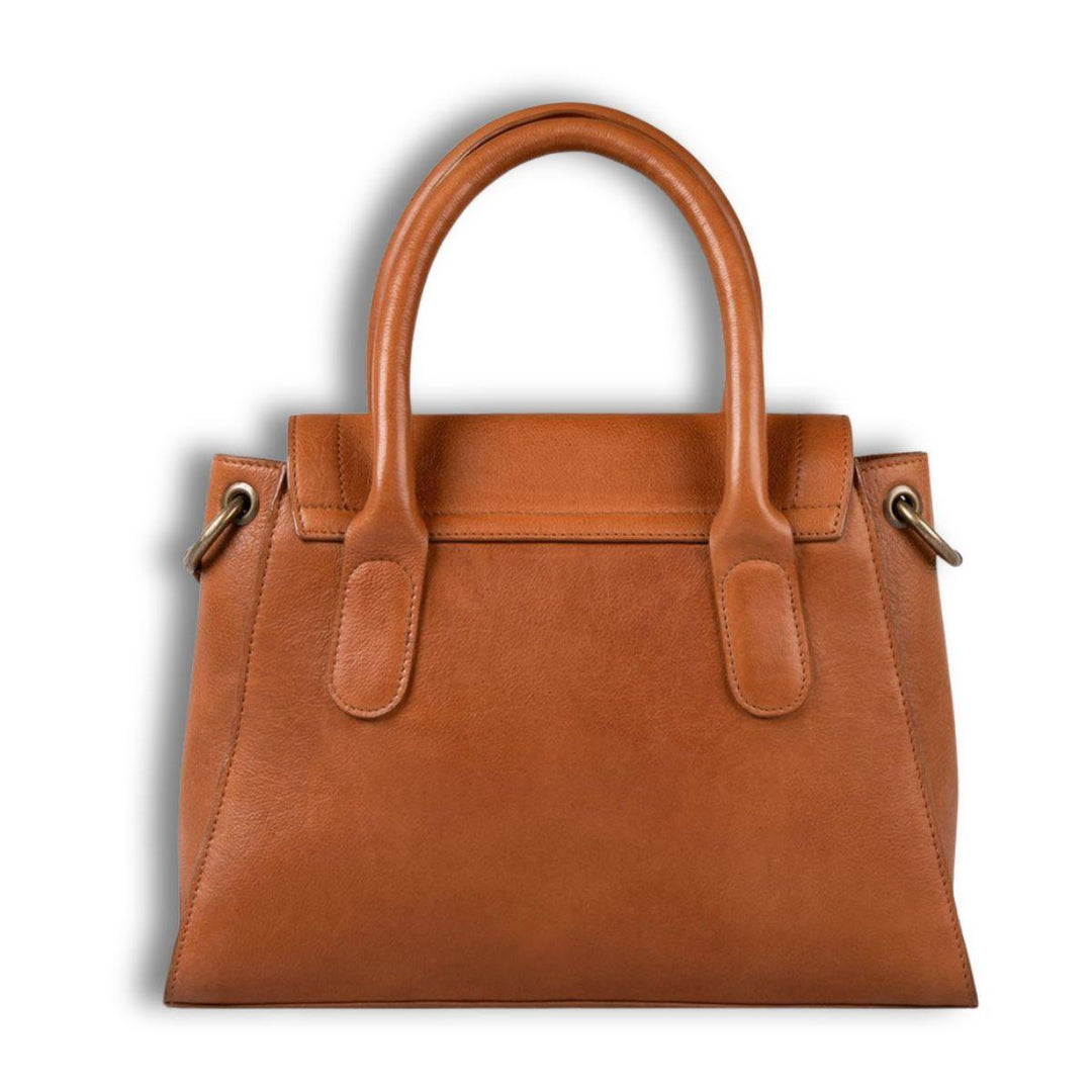 Achterkant Cowboysbag Lynn leren handtas cognac #kleur_cognac