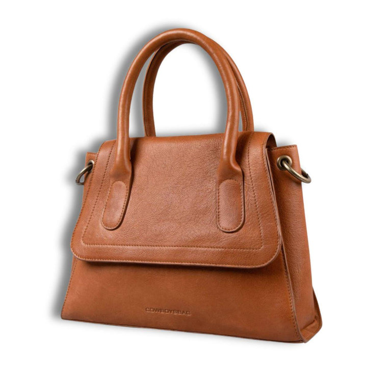 Voorzijde Cowboysbag Lynn leren handtas cognac #kleur_cognac