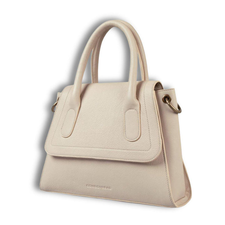 Voorzijde Cowboysbag Lynn leren handtas taupe #kleur_taupe