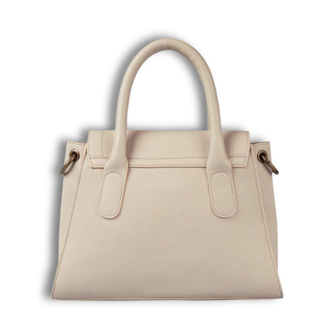 Achterkant Cowboysbag Lynn leren handtas taupe #kleur_taupe