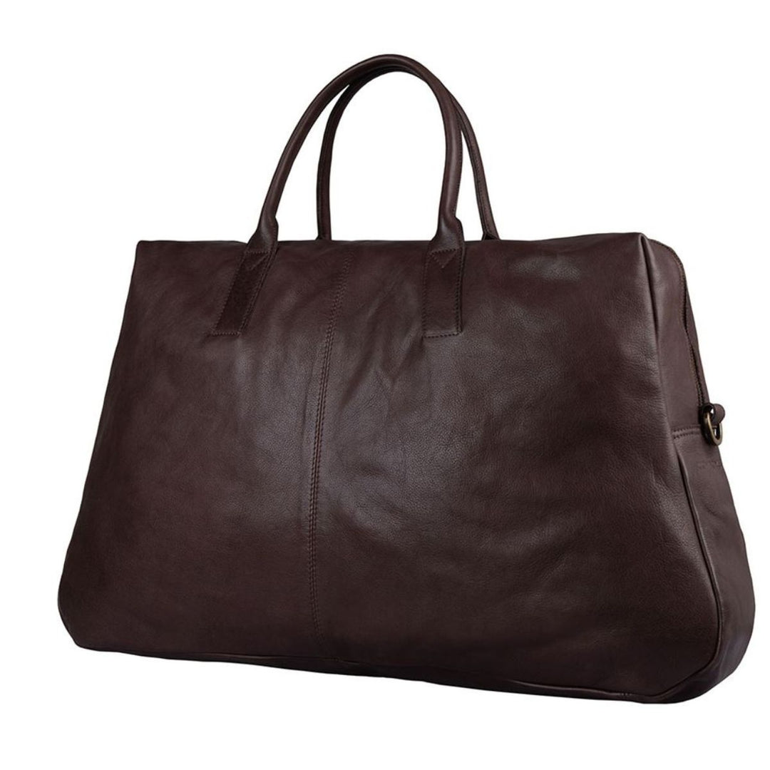 Voorzijde Cowboysbag Melrose leren weekendtas donkerbruin #kleur_donkerbruin