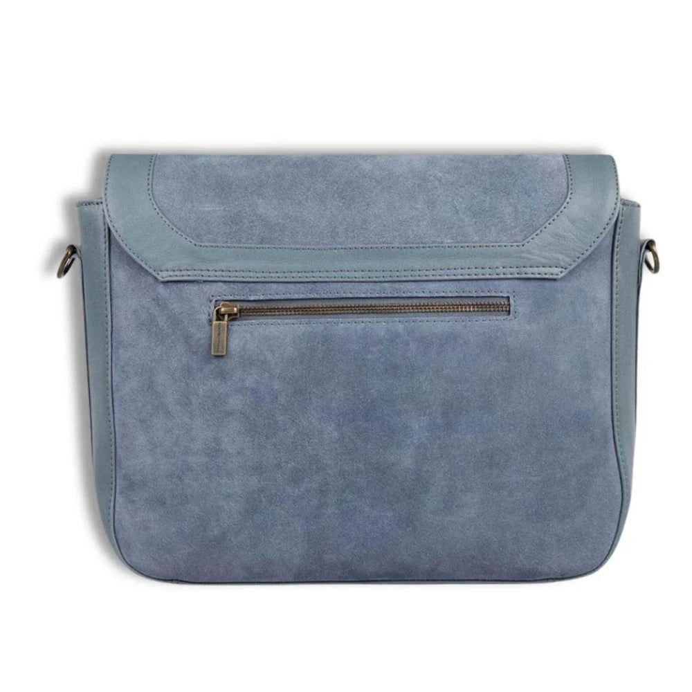 Achterkant Cowboysbag Messenger bag Jareel suede lichtblauw #kleur_lichtblauw
