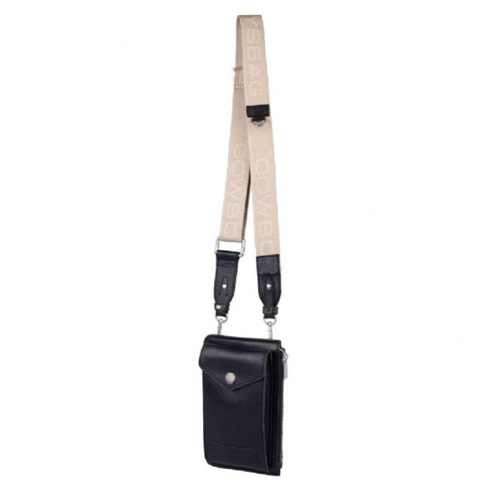 Voorzijde Cowboysbag leren telefoontasje Hanna black #kleur_black