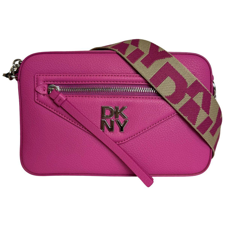 Voorkant DKNY B91 camera bag met schouderriem #kleur_roze