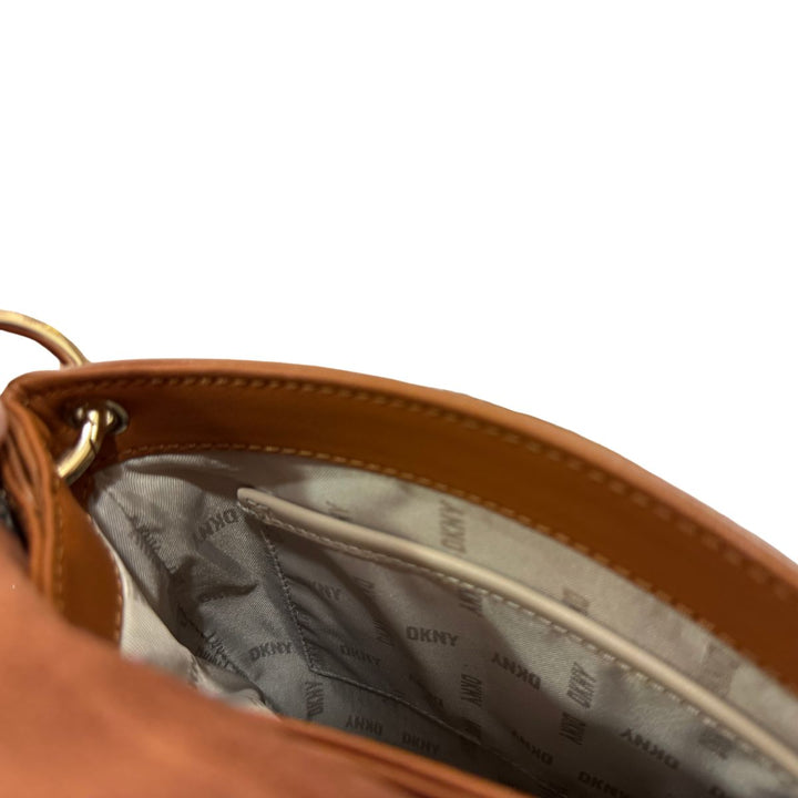 Binnenkant van de DKNT DUO schoudertas camel #kleur_camel