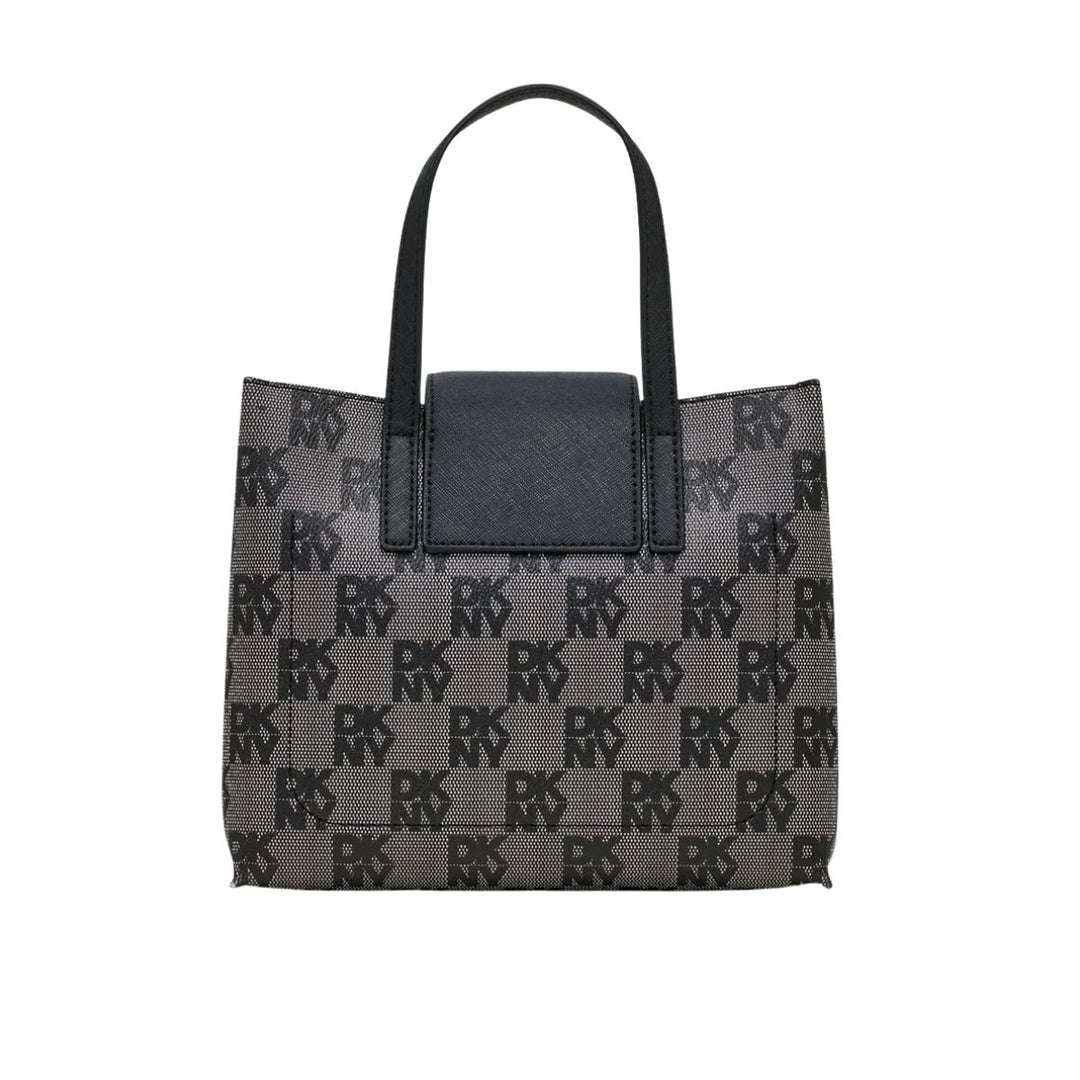 Achterkant van de DKNY Faye SM Sathel leren schoudertas zwart #kleur_zwart