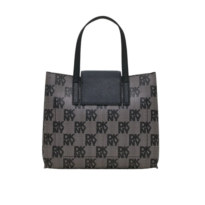 Achterkant van de DKNY Faye SM Sathel leren schoudertas zwart #kleur_zwart