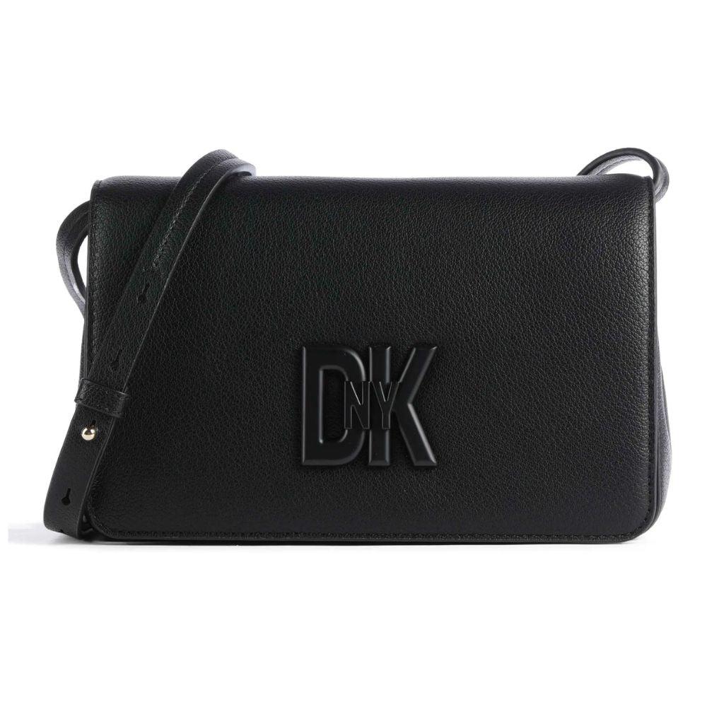 Voorkant DKNY Seventh leren schoudertas black #kleur_black