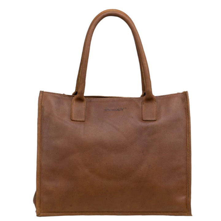 Voorkant van de DSTRCT Preston Park dames laptoptas 16 inch cognac #kleur_cognac