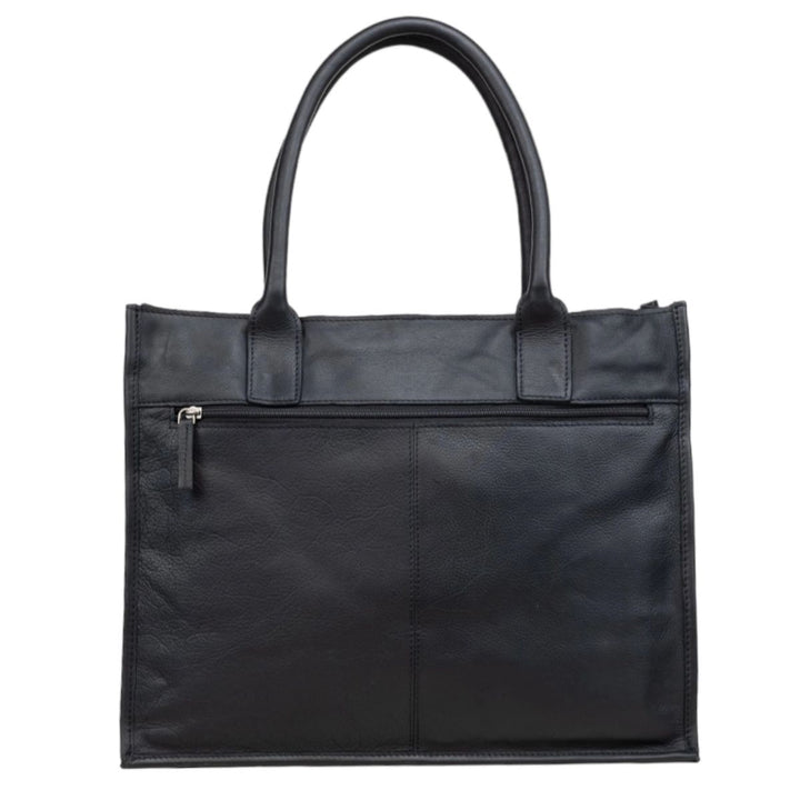 Achterkant van de DSTRCT Preston Park dames laptoptas 16 inch zwart #kleur_zwart