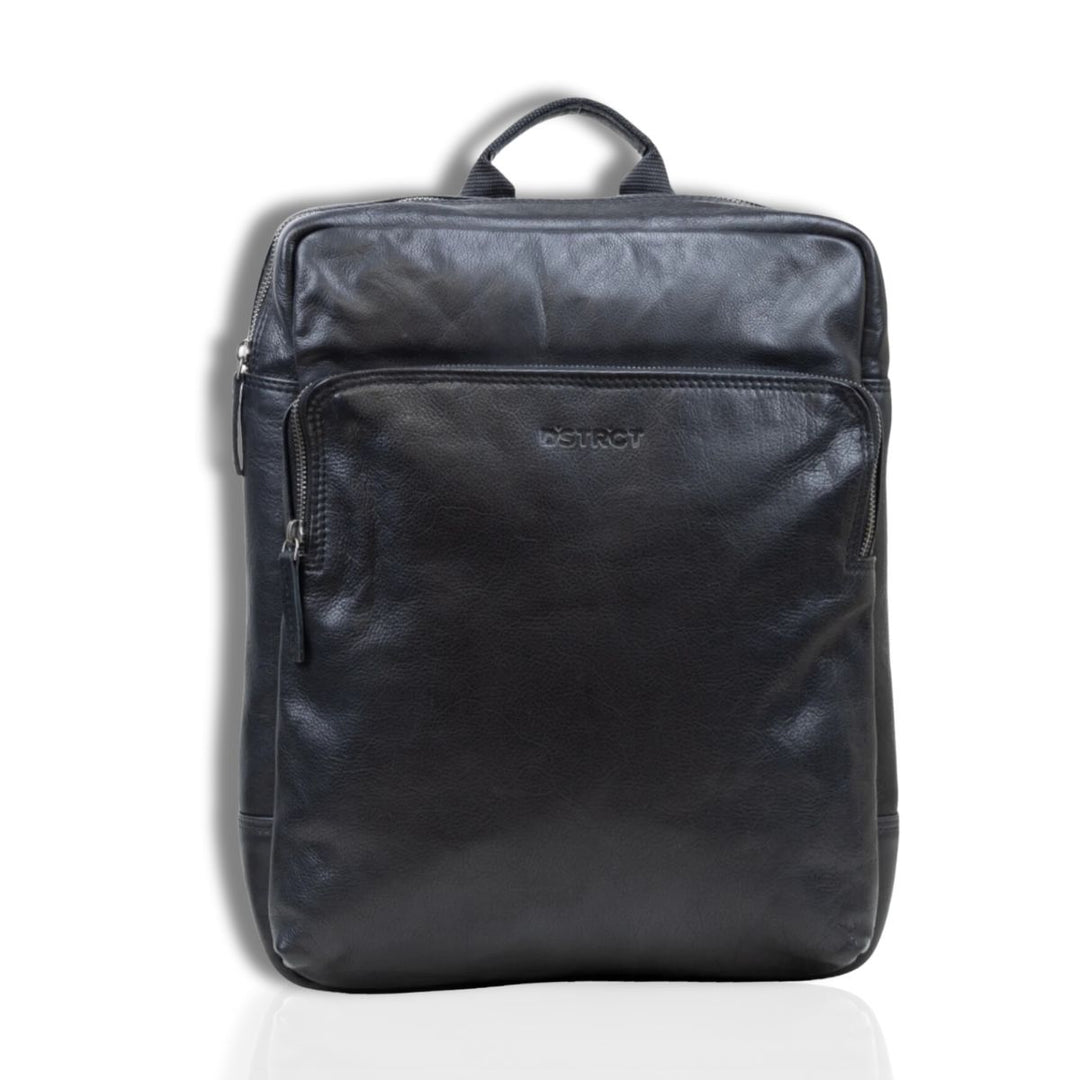 Voorkant DSTRCT State Street laptop rugzak 16 inch zwart #kleur_zwart