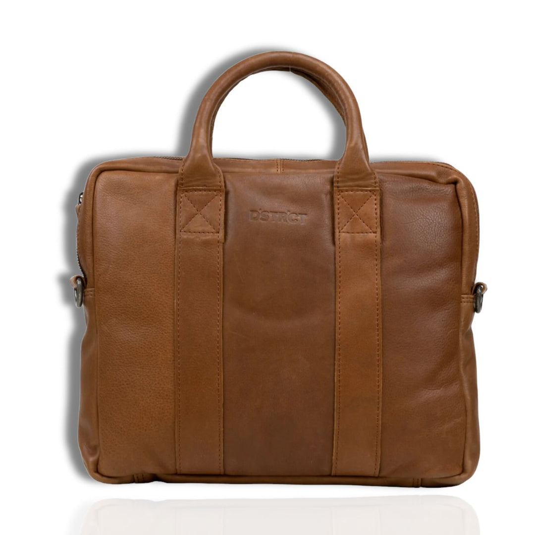 Voorkant DSTRCT State street laptoptas 14 inch cognac #kleur_cognac