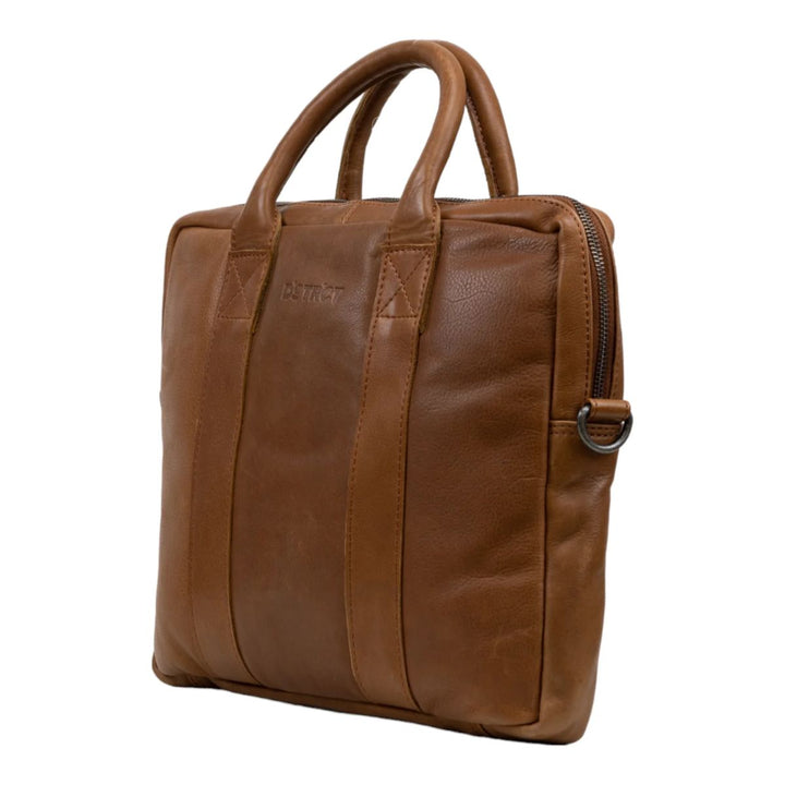 Voorzijde DSTRCT State street laptoptas 14 inch cognac #kleur_cognac
