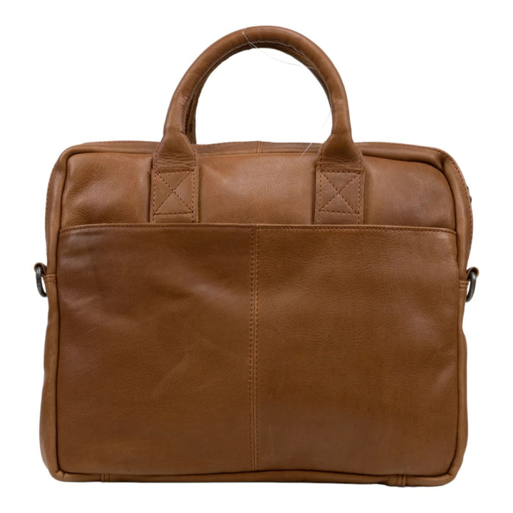 Achterkant DSTRCT State street laptoptas 14 inch cognac #kleur_cognac
