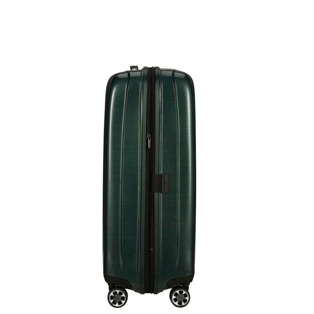 Zijkant van de Samsonite NEXIS handbagage koffer deep Forest #kleur_deep-forest
