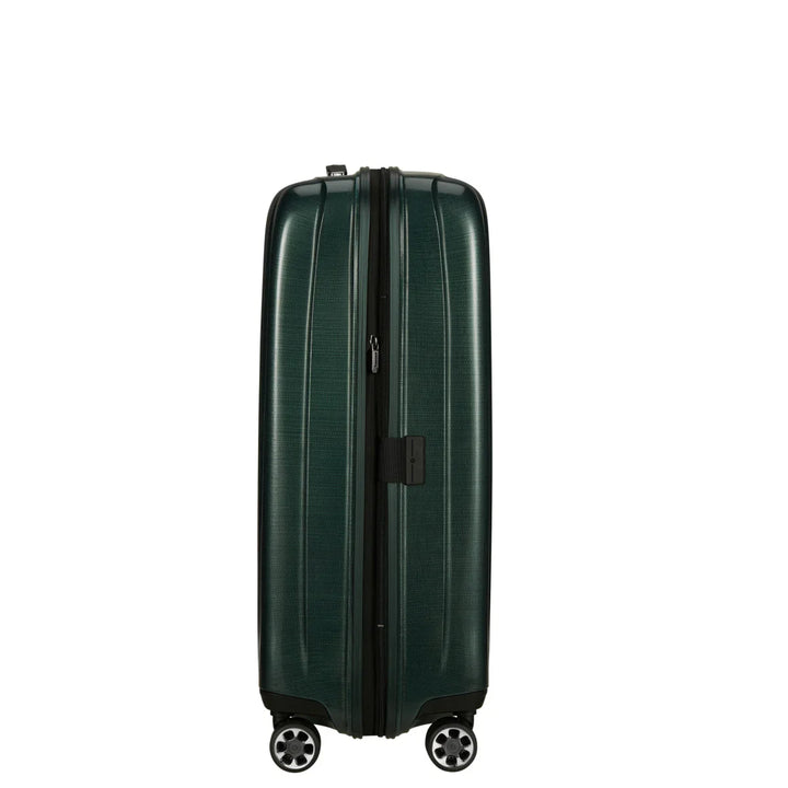 Zijkant van de Samsonite NEXIS handbagage koffer deep Forest #kleur_deep-forest