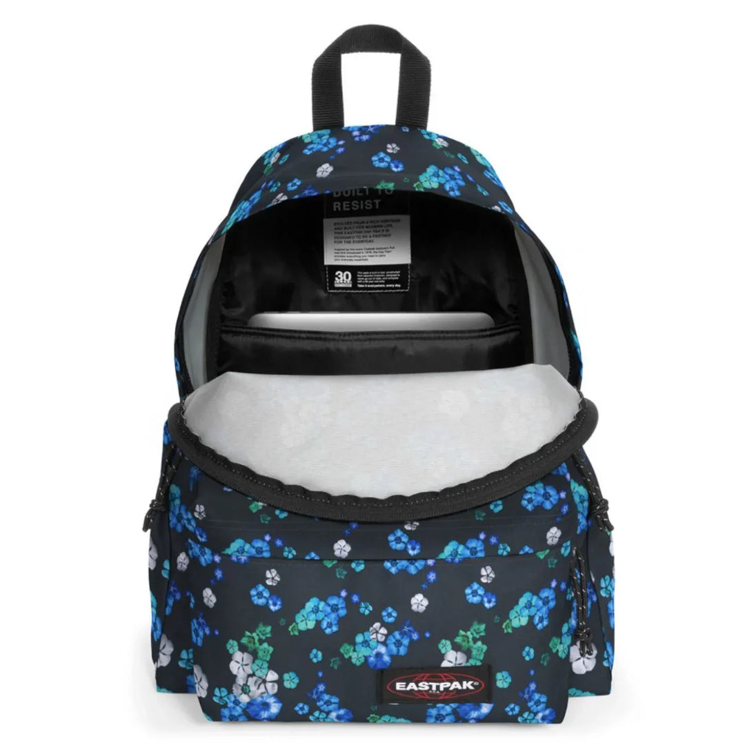 Binnenkant in gebruik van de Eastpak Day Pak'R laptop rugtas floralbloomblack #kleur_floralbloomblack