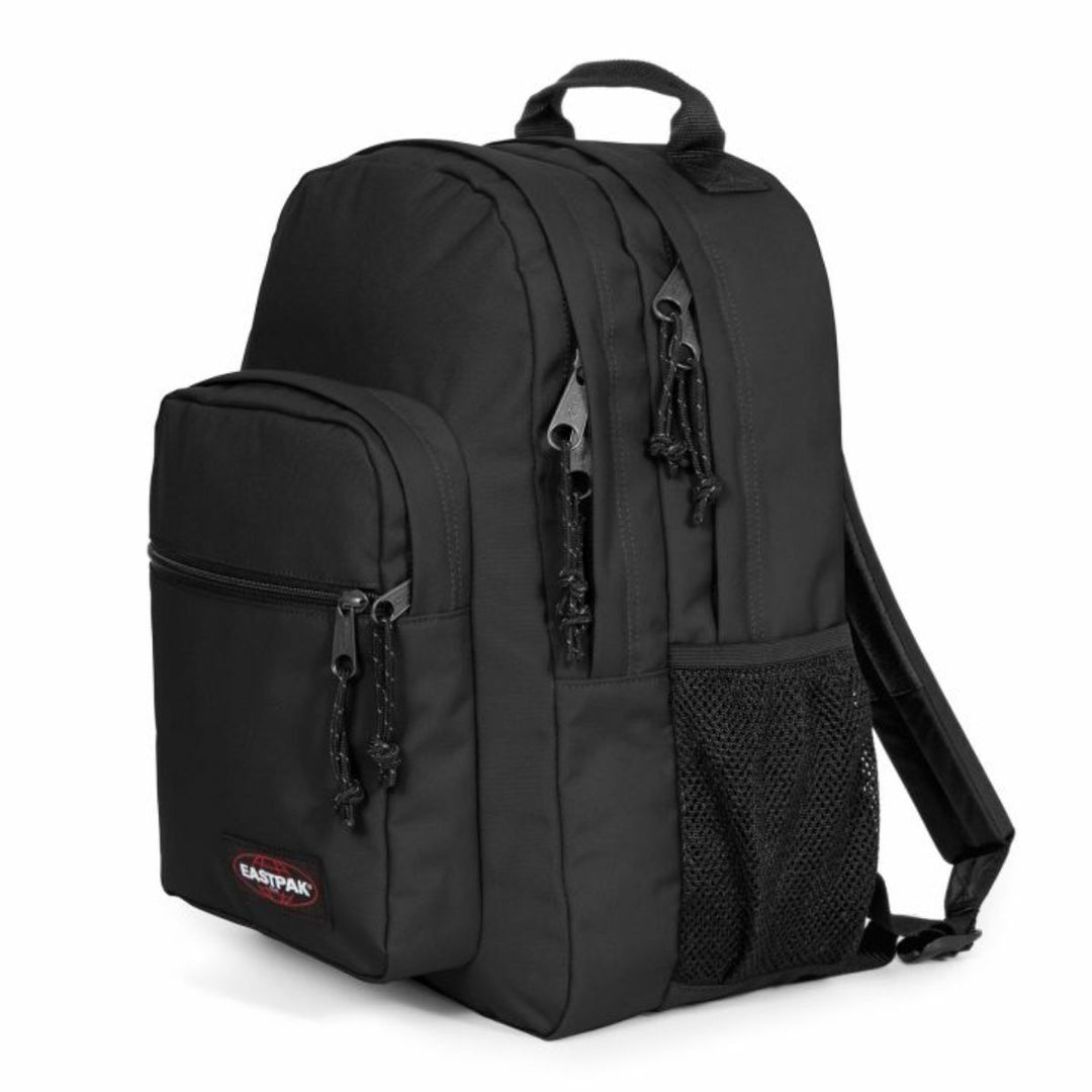 Zijkant van de Eastpak Morius laptop rugzak zwart #kleur_zwart