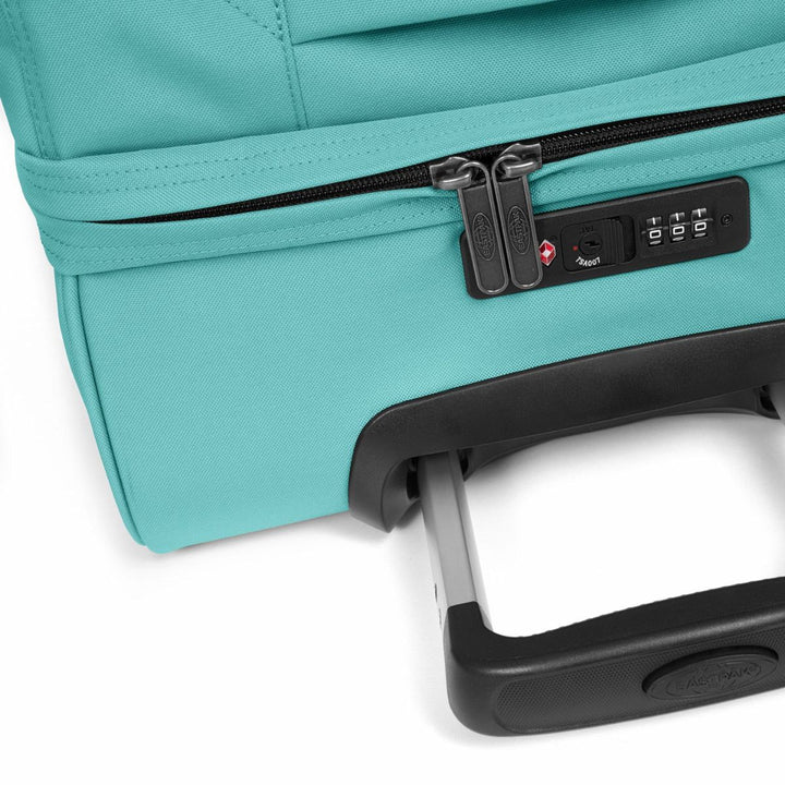 Bovenkant met TSA slot en trekstang van de Eastpak Transit'R reistas L Stream blue #kleur_stream-blue