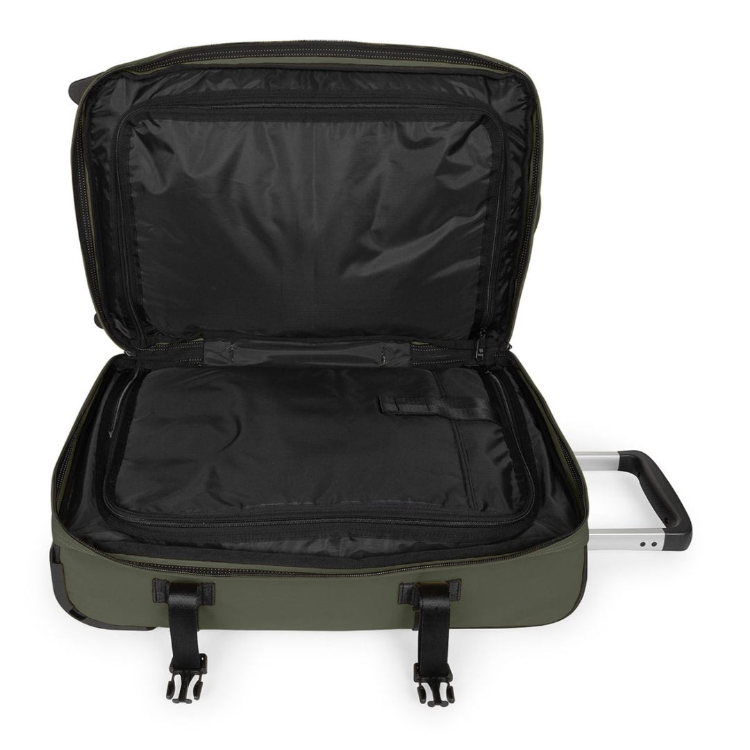 Binnenkant van de Eastpak Transit'R plus s handbagage in tarp-forest #kleur_tarp-forest