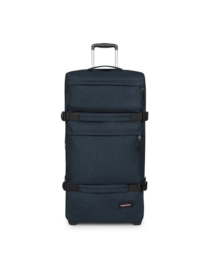 Voorkant eastpak Transi'R plus reistas op wielen #kleur_jeans