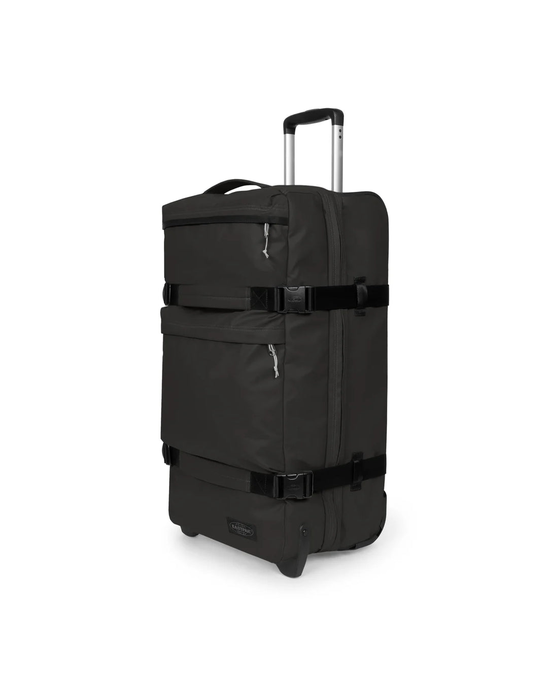 Voorzijde eastpak Transi'R plus reistas op wielen #kleur_tarp-black