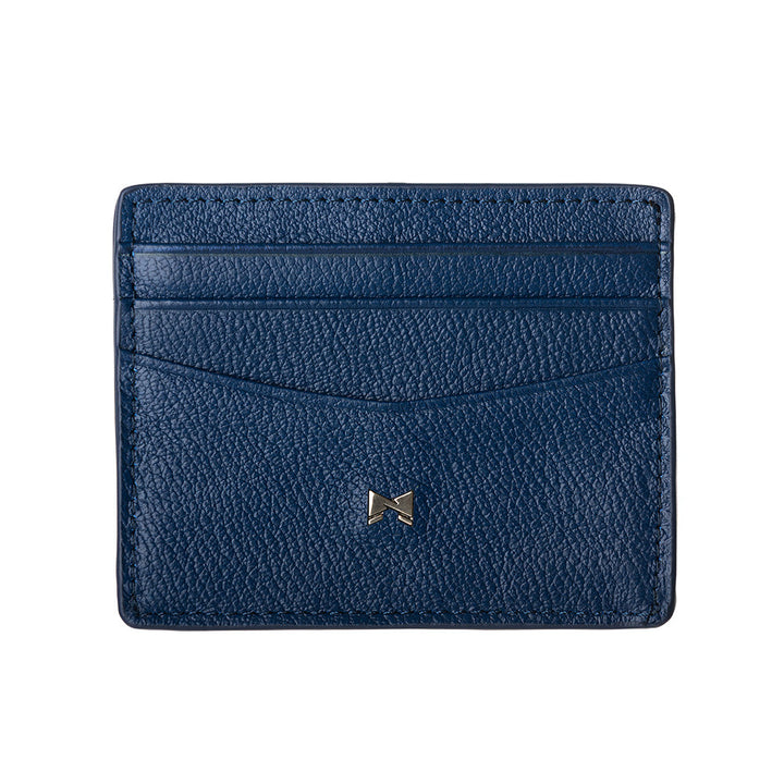 Voorkant van de Gentlemens leren kaarthouder in het blauw #kleur_blauw