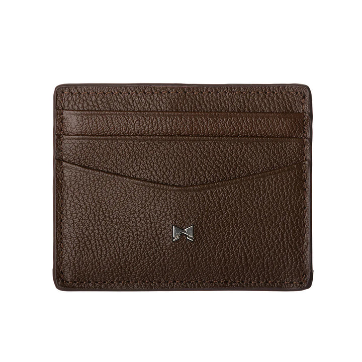 Voorkant van de Gentlemens leren kaarthouder in het donkerbruin #kleur_donkerbruin