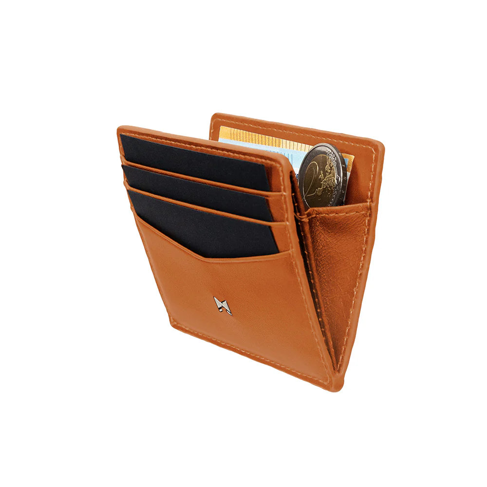 Voorzijde van de Gentlemens kaarthouder glad leer cognac #kleur_cognac