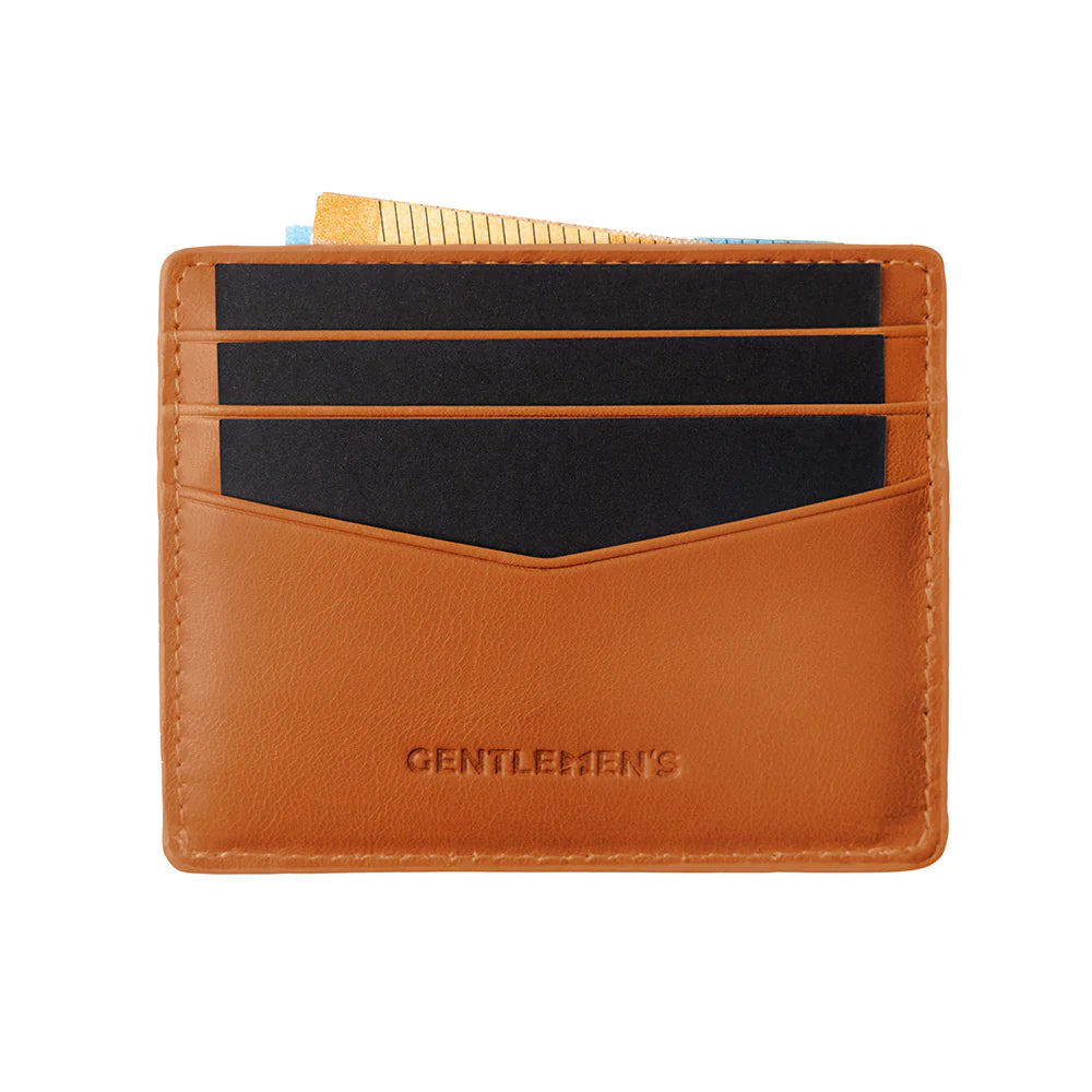 Achterkant van de Gentlemens kaarthouder glad leer cognac #kleur_cognac