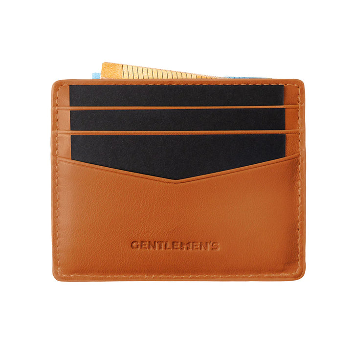 Achterkant van de Gentlemens kaarthouder glad leer cognac #kleur_cognac