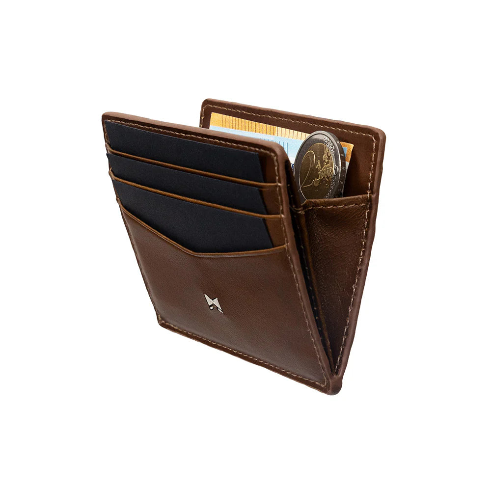 Voorzijde van de Gentlemens kaarthouder glad leer donkerbruin #kleur_donkerbruin