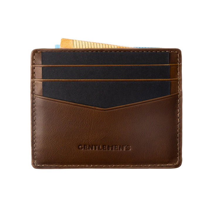 Achterkant van de Gentlemens kaarthouder glad leer donkerbruin #kleur_donkerbruin