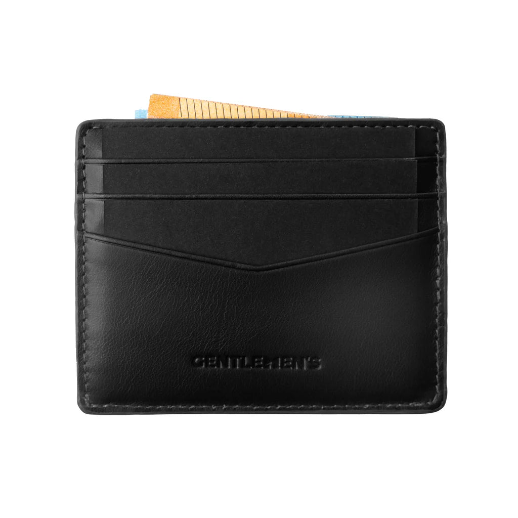Achterkant van de Gentlemens kaarthouder glad leer zwart #kleur_zwart