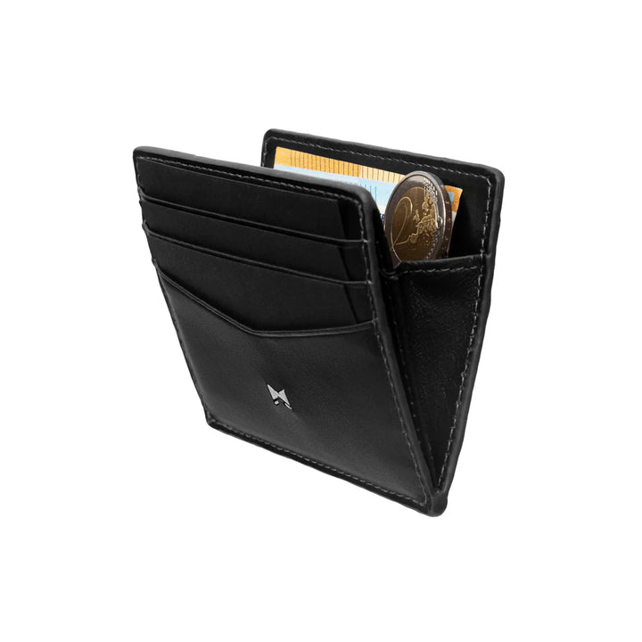 Voorzijde van de Gentlemens kaarthouder glad leer zwart #kleur_zwart