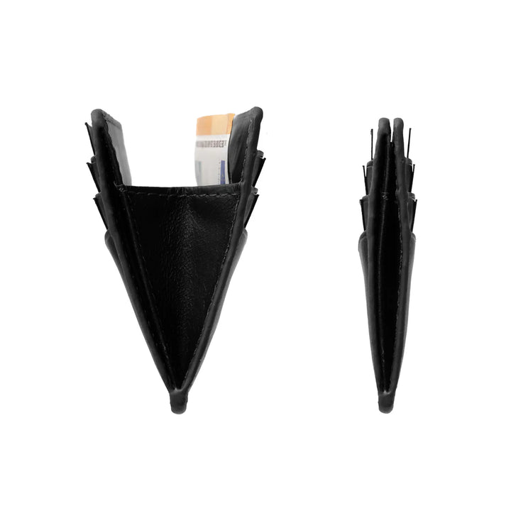 Zijkant van de Gentlemens kaarthouder glad leer zwart #kleur_zwart