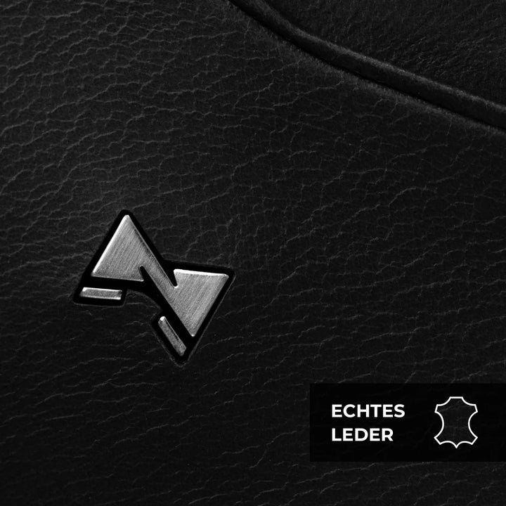 Details van het leer van de Gentlemens kaarthouder glad leer zwart #kleur_zwart