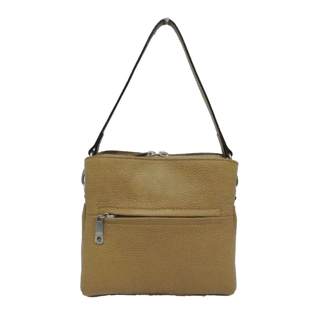 Achterkant van de Gigi Fratelli ROM0134 camel crossover tas #kleur_camel