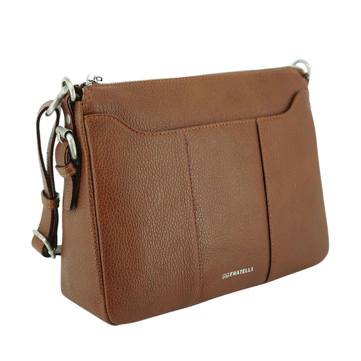 Voorzijde van de Gigi Fratelli ROM0183 leren schoudertas cognac #kleur_cognac