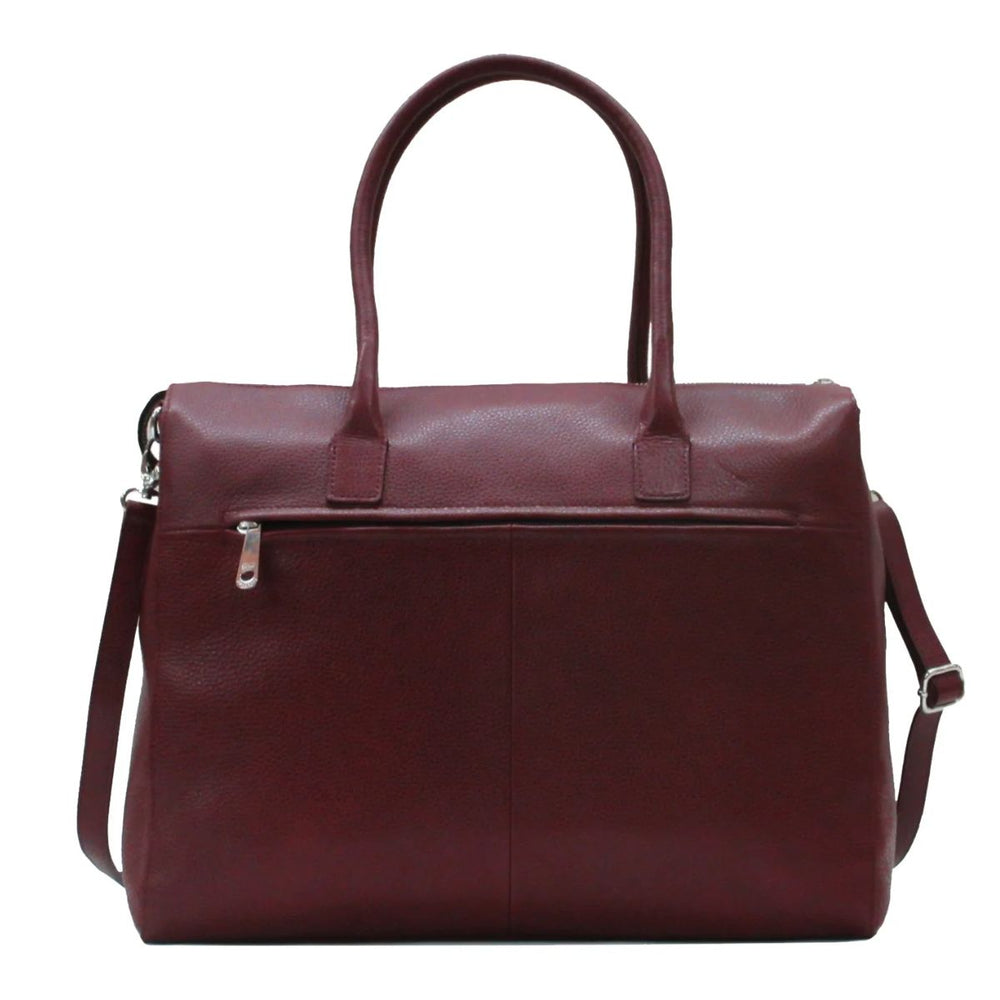 Achterkant van de Gigi Fratelli ROM0038 leren dames werktas bordeaux #kleur_bordeaux