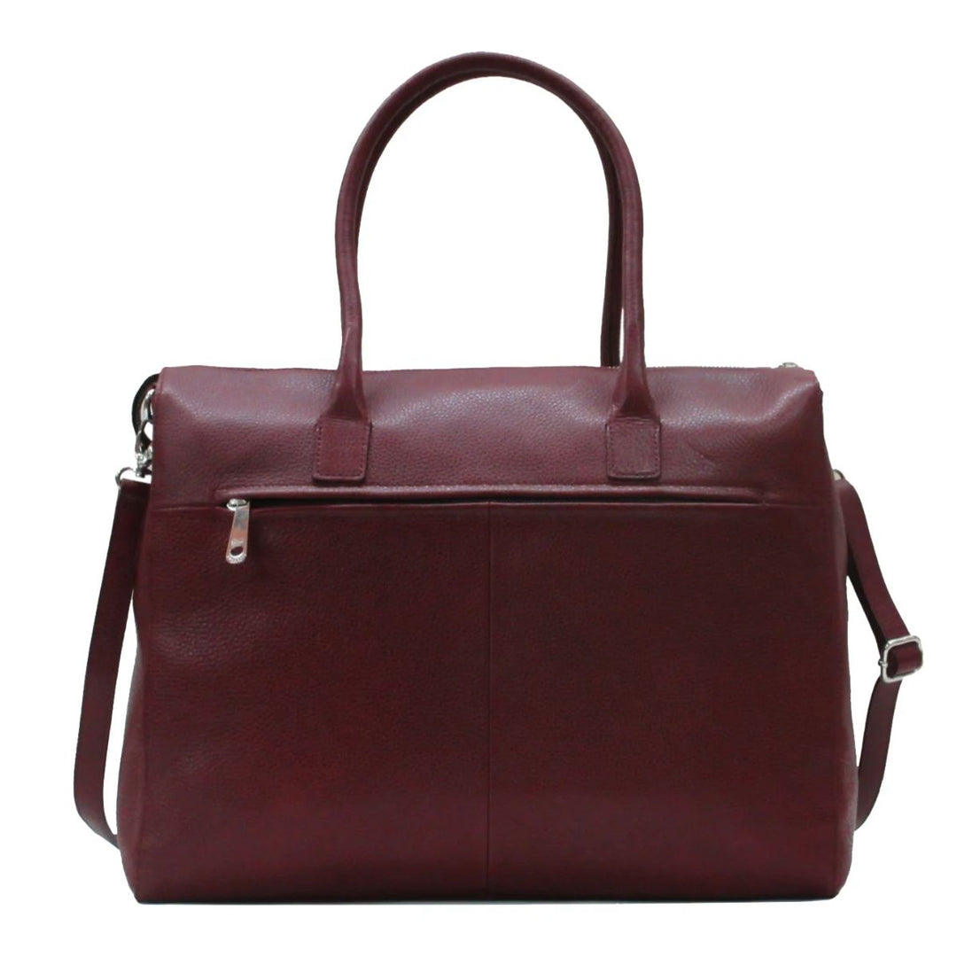 Achterkant van de Gigi Fratelli ROM0038 leren dames werktas bordeaux #kleur_bordeaux