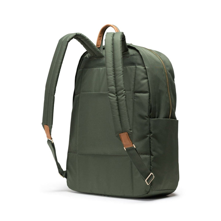 Achterkant van de Herschel Beatrix laptop rugzak Thyme #kleur_thyme