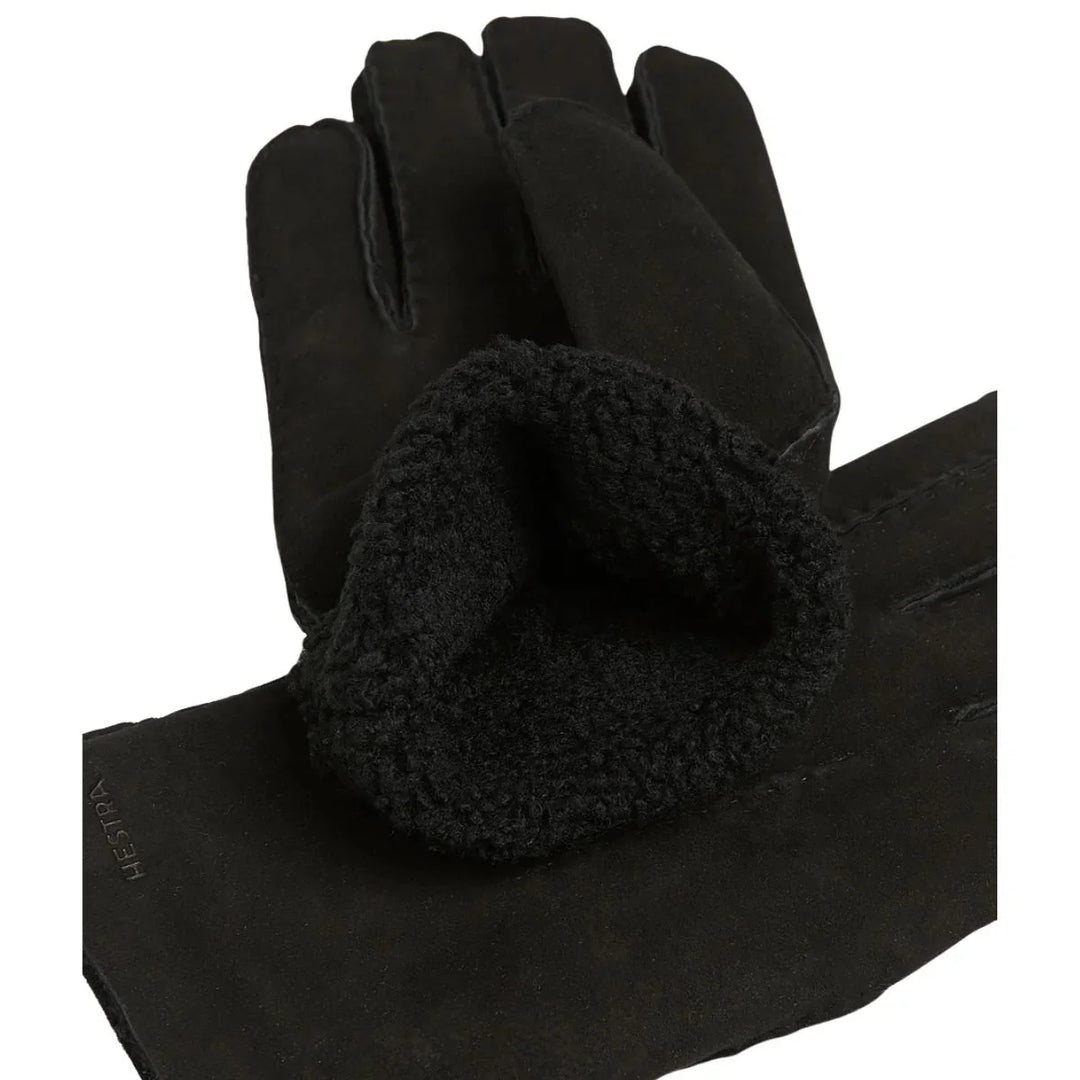 Binnenkant van de Hestra Bernadette handschoen in het zwart #kleur_zwart
