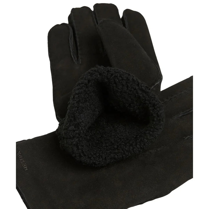 Binnenkant van de Hestra Bernadette handschoen in het zwart #kleur_zwart